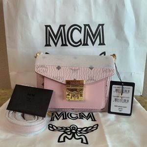 MCM Patricia pink visetos gold hardware